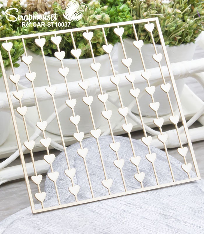 Chipboard Fond Lignées de coeurs SCRAPMOUSET