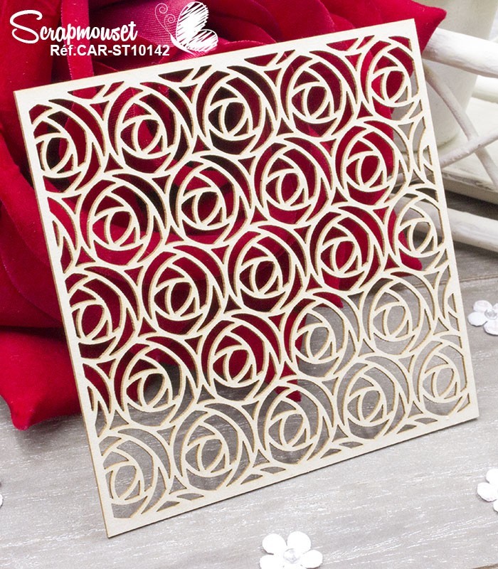 Chipboard Fond Roses SCRAPMOUSET