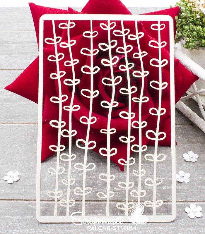 Chipboard Fond Lignées de petites feuilles SCRAPMOUSET