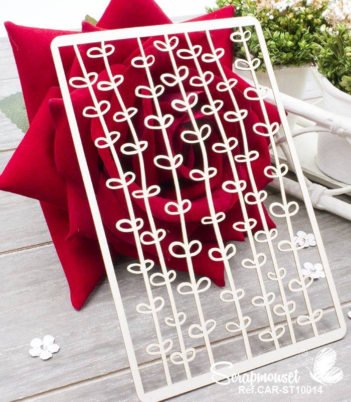 Chipboard Fond Lignées de petites feuilles SCRAPMOUSET