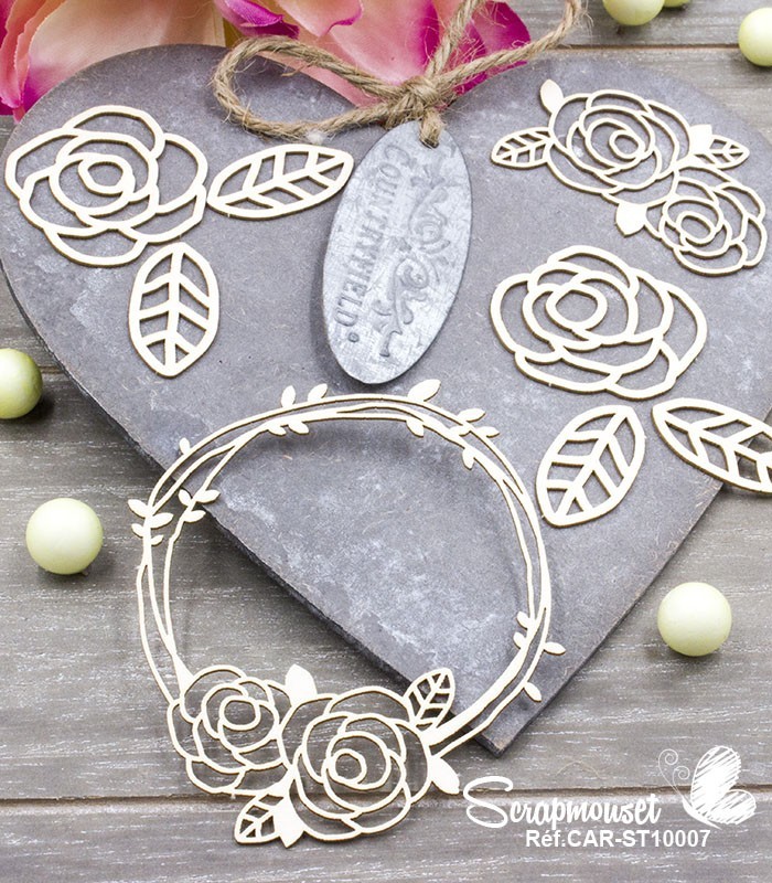 Chipboard Cadre aux Roses SCRAPMOUSET