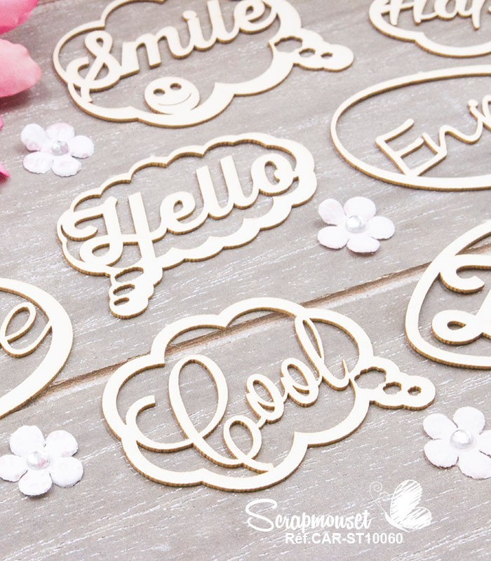 Chipboards Bulles bande dessinée Mots SCRAPMOUSET
