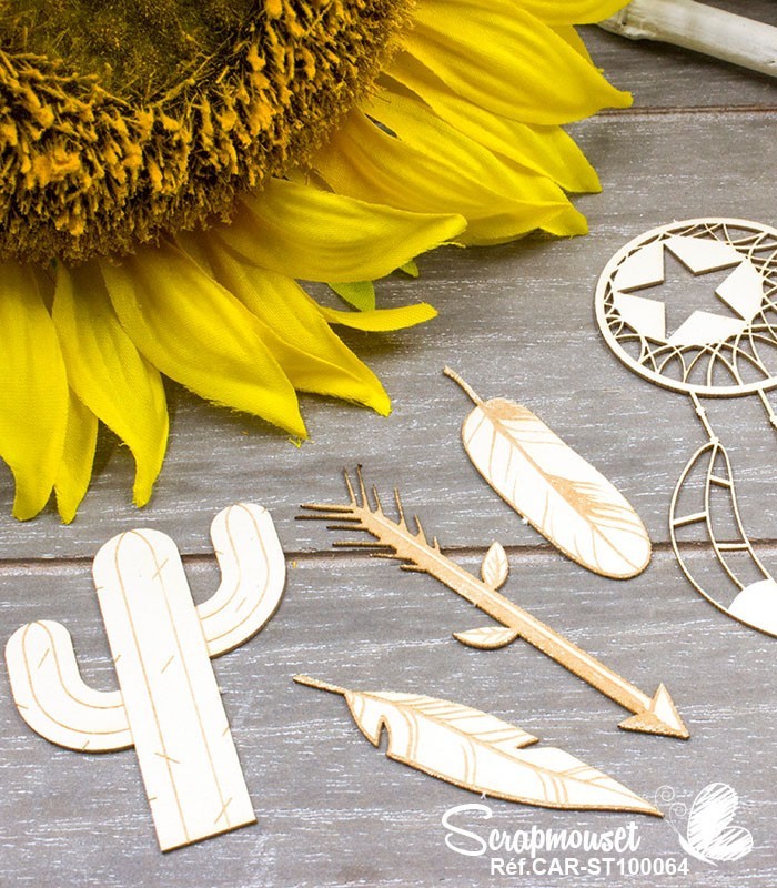 Chipboards Attrape-rêves et plumes SCRAPMOUSET