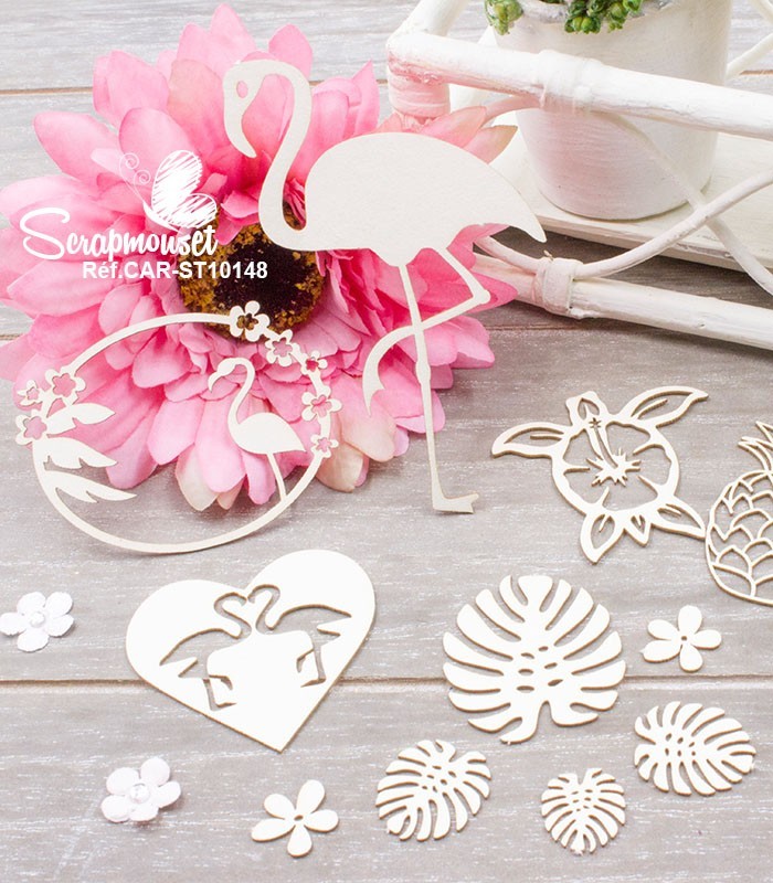 Chipboards Thème flamand rose SCRAPMOUSET