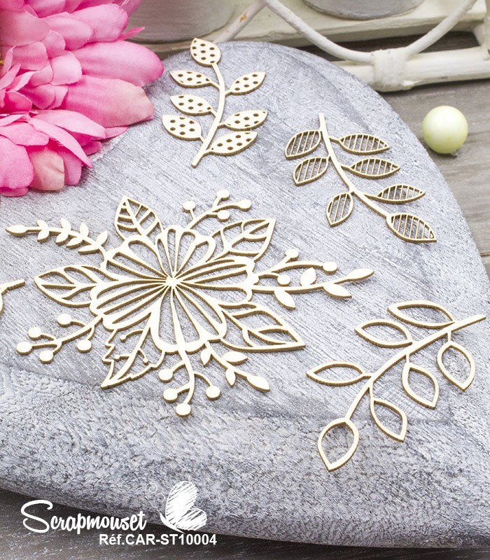 Chipboards Fleurs et feuillages SCRAPMOUSET