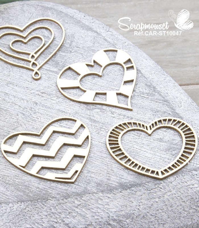 Chipboards Coeurs fantaisies SCRAPMOUSET