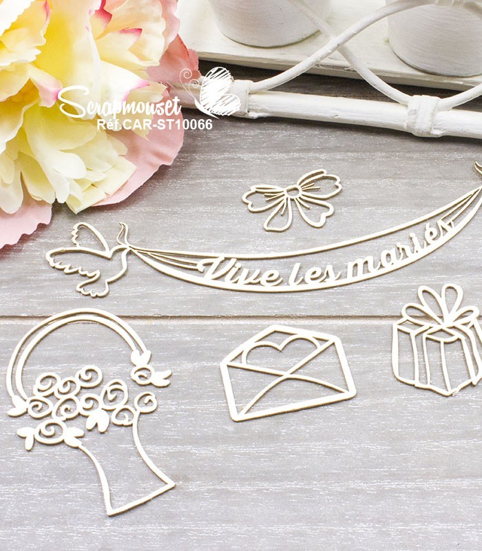 Chipboards Vive les mariés SCRAPMOUSET