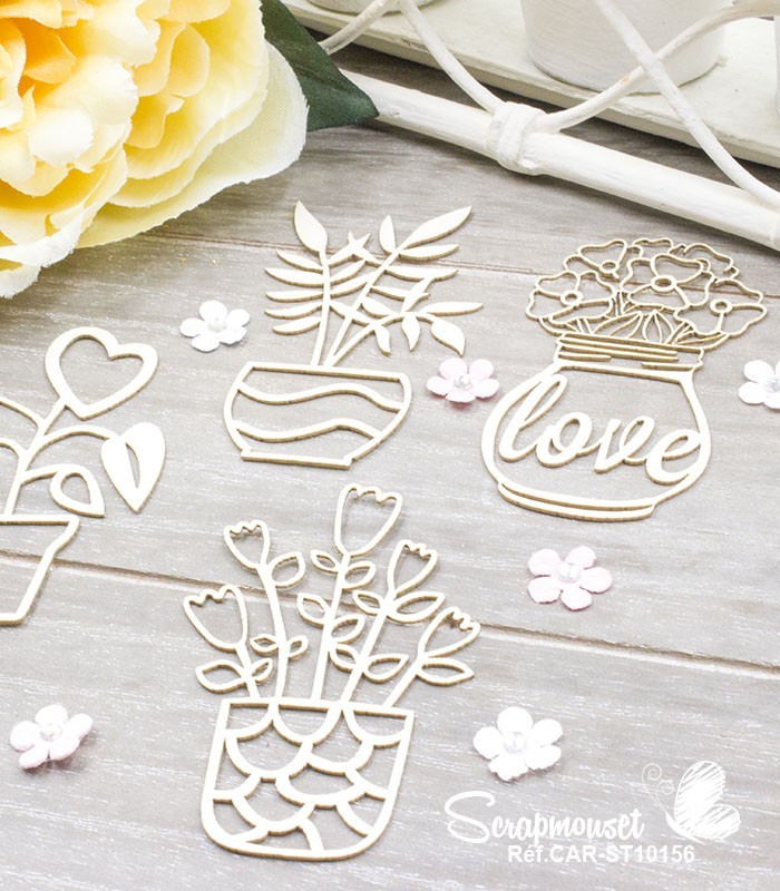Chipboards Vases fleuris SCRAPMOUSET