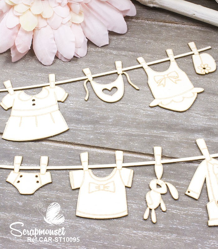 Chipboards Bordures bébé fille et garçon SCRAPMOUSET