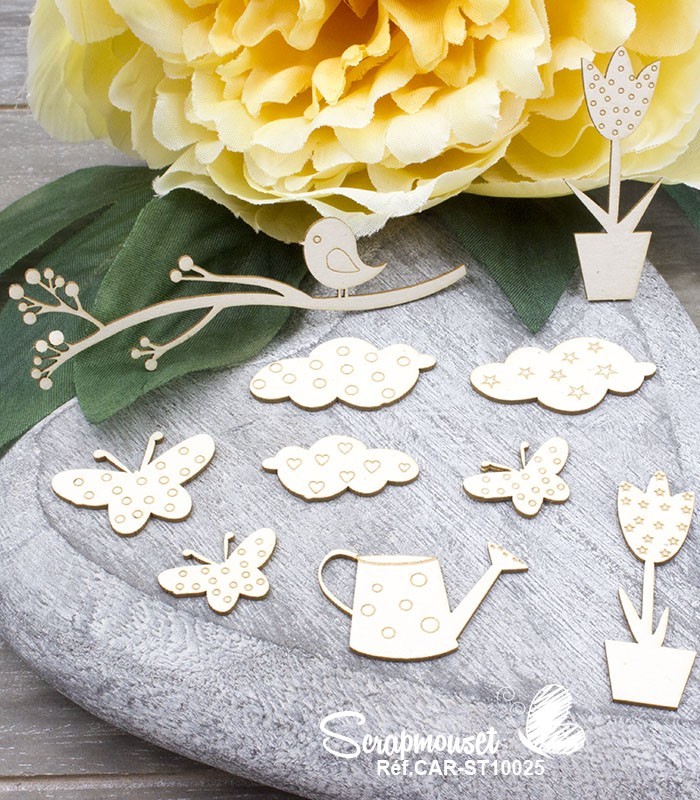 Chipboards Dans mon jardin SCRAPMOUSET
