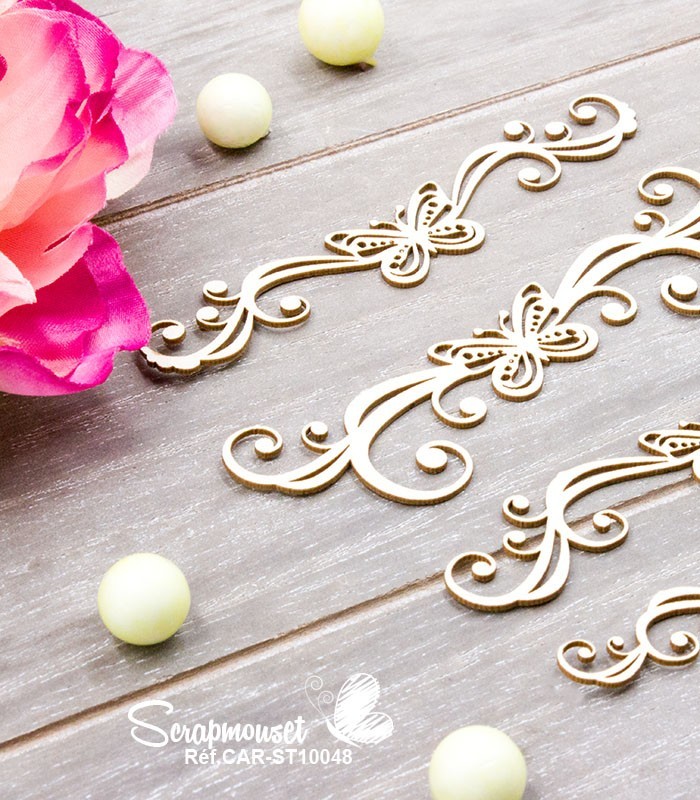 Chipboards Volutes papillons SCRAPMOUSET