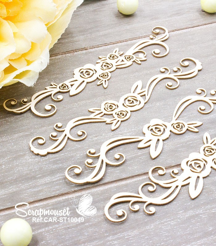 Chipboards Volutes roses SCRAPMOUSET