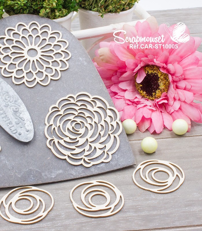 Chipboards Fleurs ajourées SCRAPMOUSET