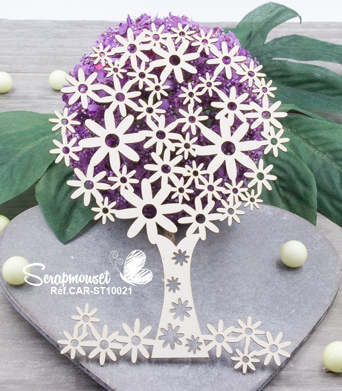 Chipboard Arbre fleuri SCRAPMOUSET