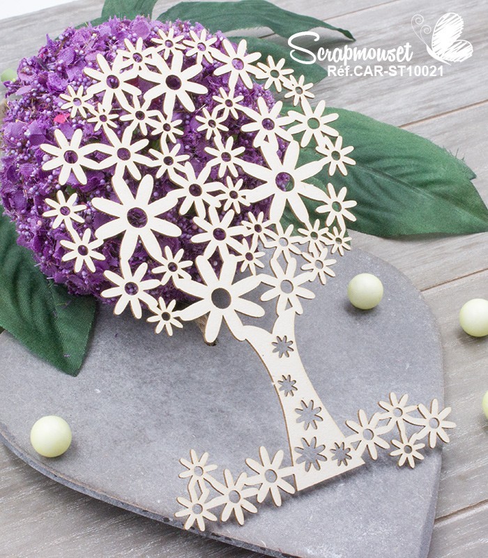 Chipboard Arbre fleuri SCRAPMOUSET