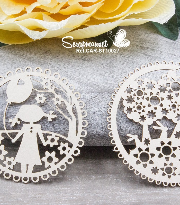 Chipboards Cadres floraux fille SCRAPMOUSET