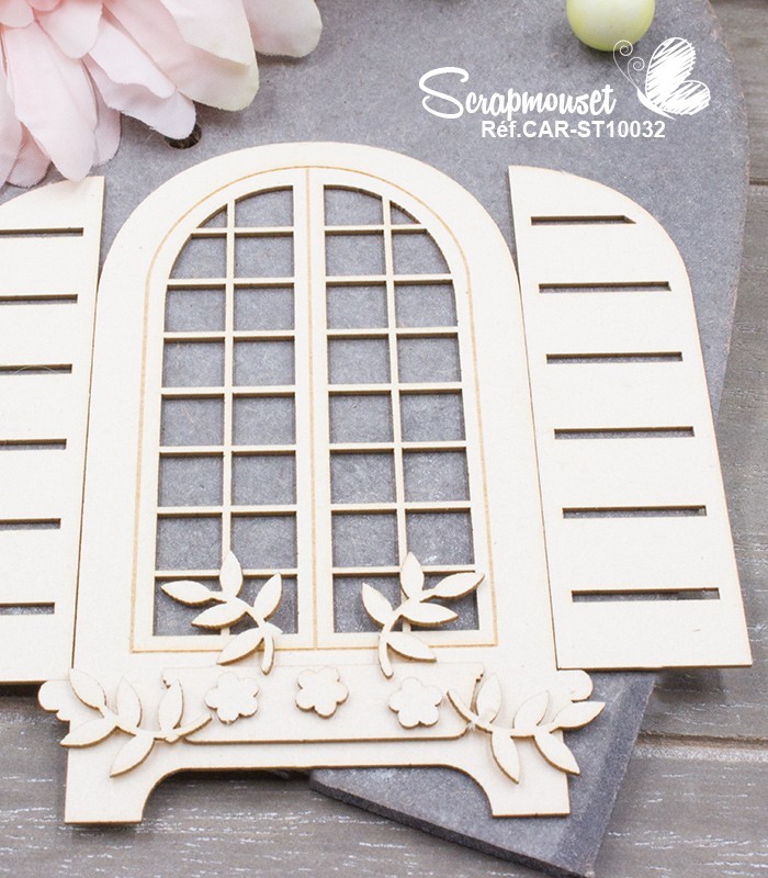 Chipboard Fenêtre Printemps SCRAPMOUSET