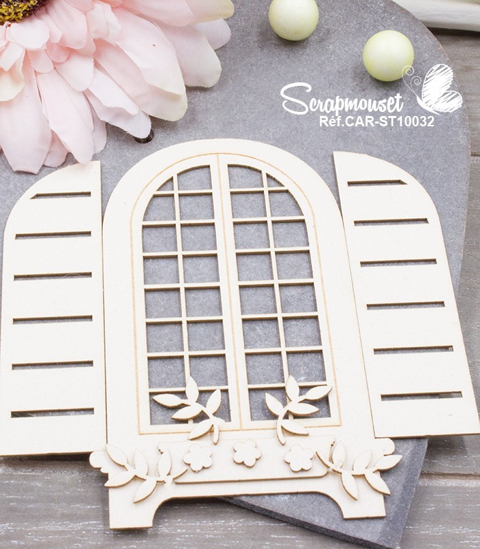 Chipboard Fenêtre Printemps SCRAPMOUSET