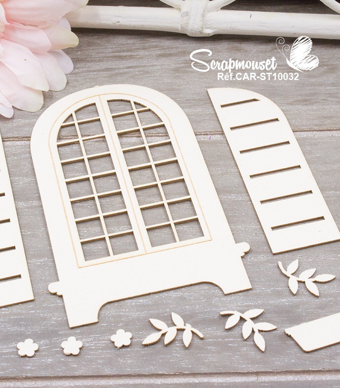 Chipboard Fenêtre Printemps SCRAPMOUSET