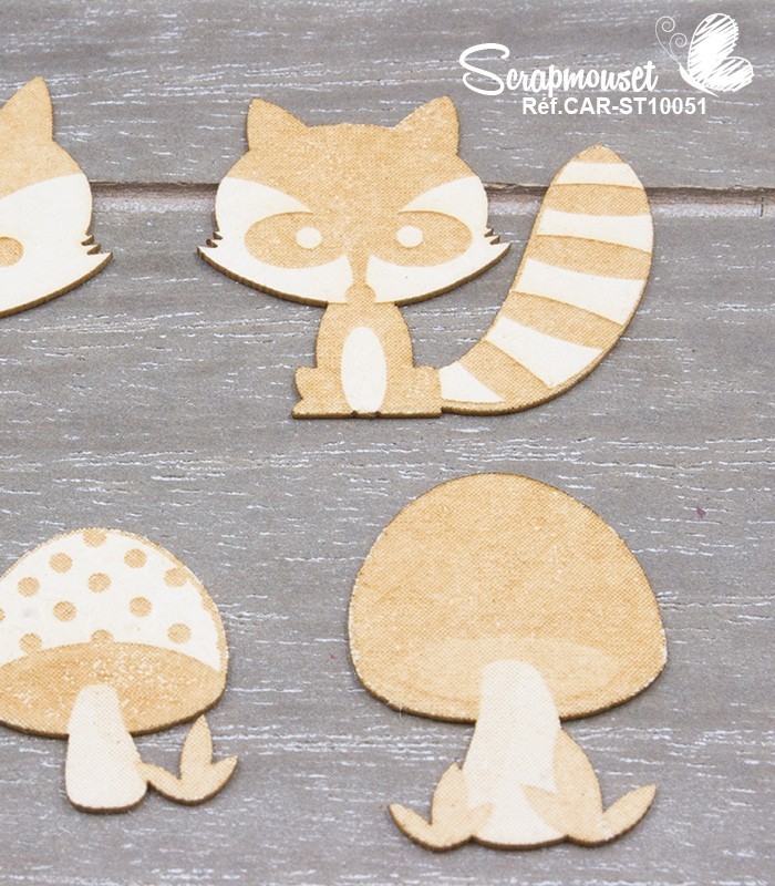 Chipboards Renard et raton laveur SCRAPMOUSET
