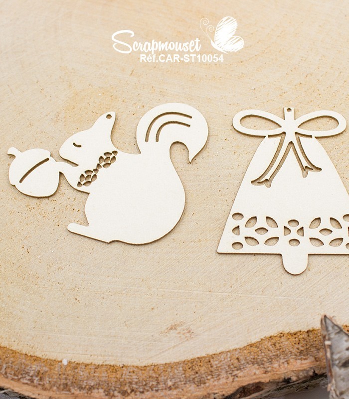 Embellissements en carton bois Petits sujets à suspendre SCRAPMOUSET