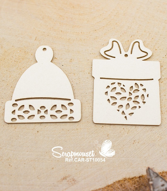 Embellissements en carton bois Petits sujets à suspendre SCRAPMOUSET