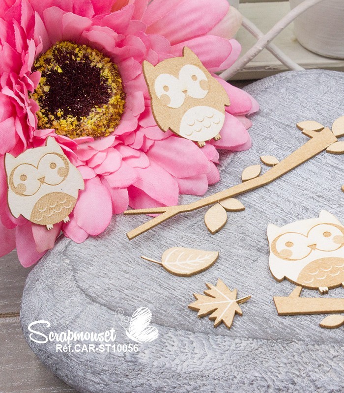 Chipboards Famille chouette SCRAPMOUSET