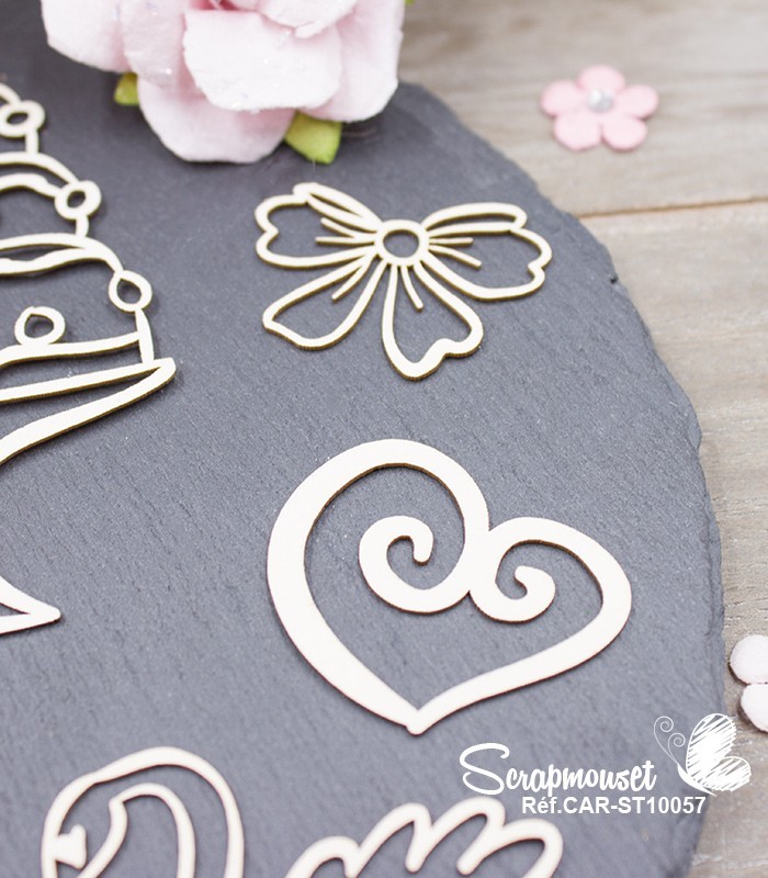 Chipboards Set mariage doodleSCRAPMOUSET