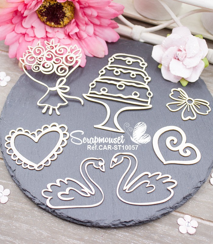Chipboards Set mariage doodleSCRAPMOUSET
