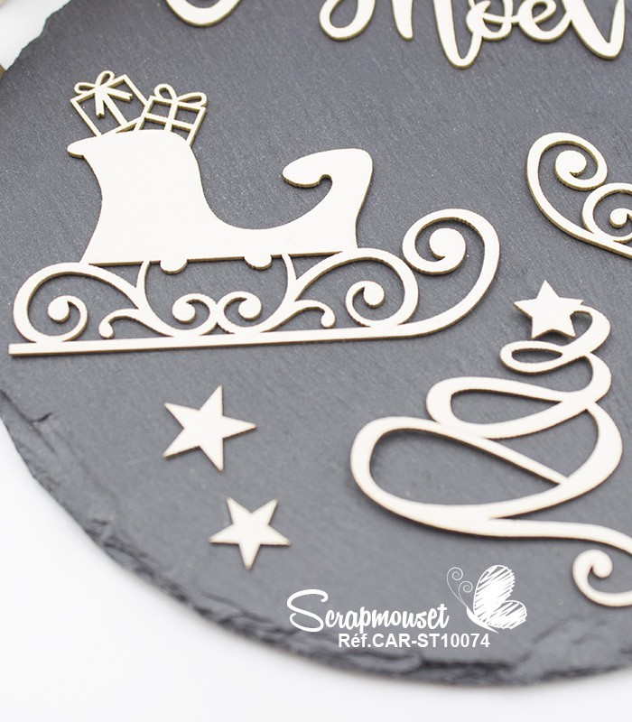 Embellissements en carton bois Traineaux de Noël SCRAPMOUSET