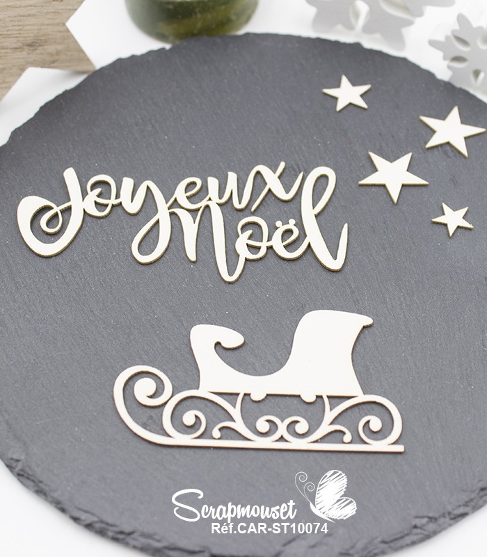 Embellissements en carton bois Traineaux de Noël SCRAPMOUSET