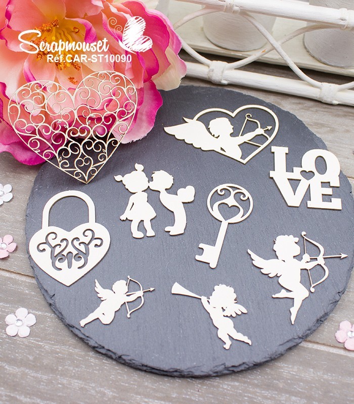 Chipboards  Tendresse et amour SCRAPMOUSET