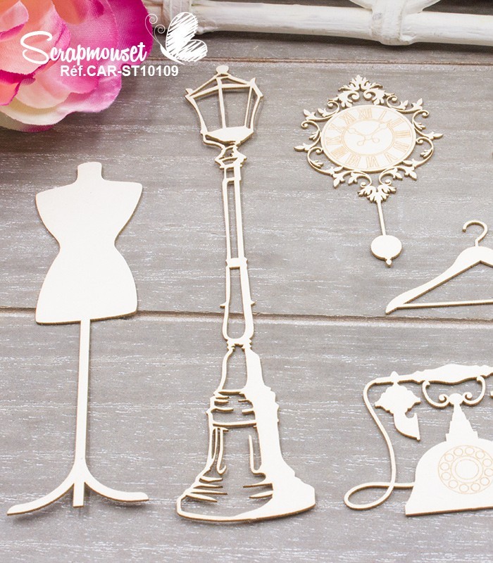 Chipboards Rétro et chic SCRAPMOUSET