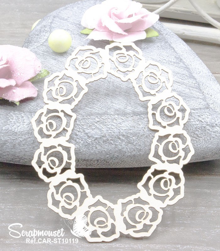 Chipboard Cadre élégant avec roses SCRAPMOUSET
