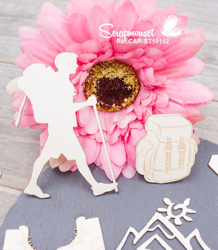 Embellissements en carton bois Randonnée en montagne SCRAPMOUSET