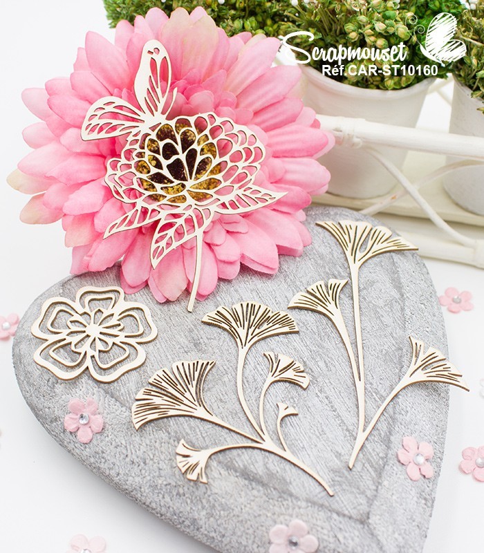Chipboards Fleurs de Ginko SCRAPMOUSET