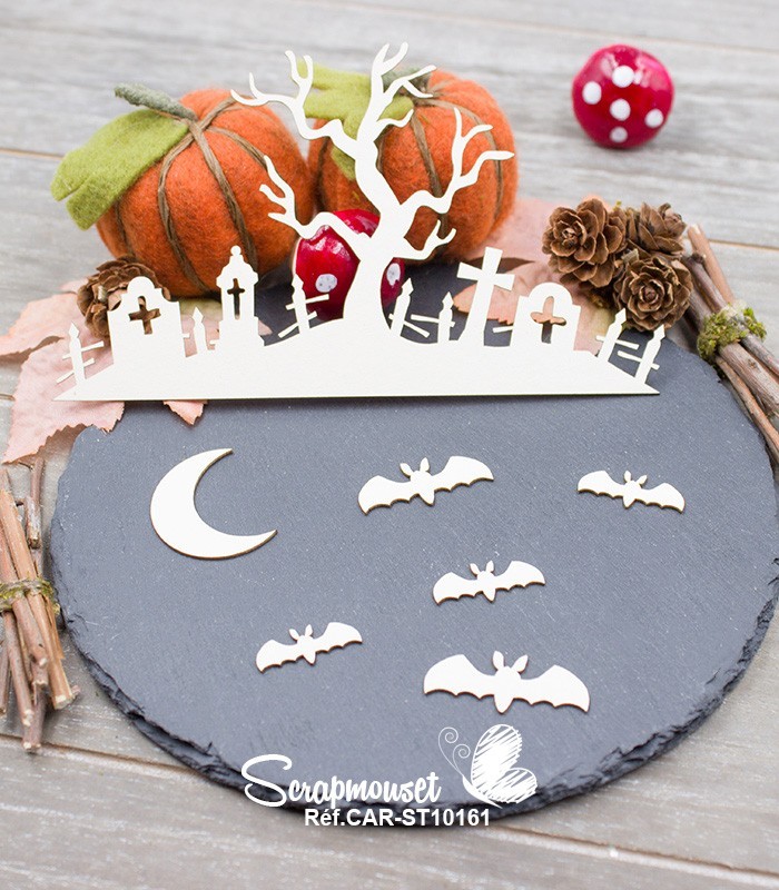 Chipboards  Cimetière Halloween SCRAPMOUSET