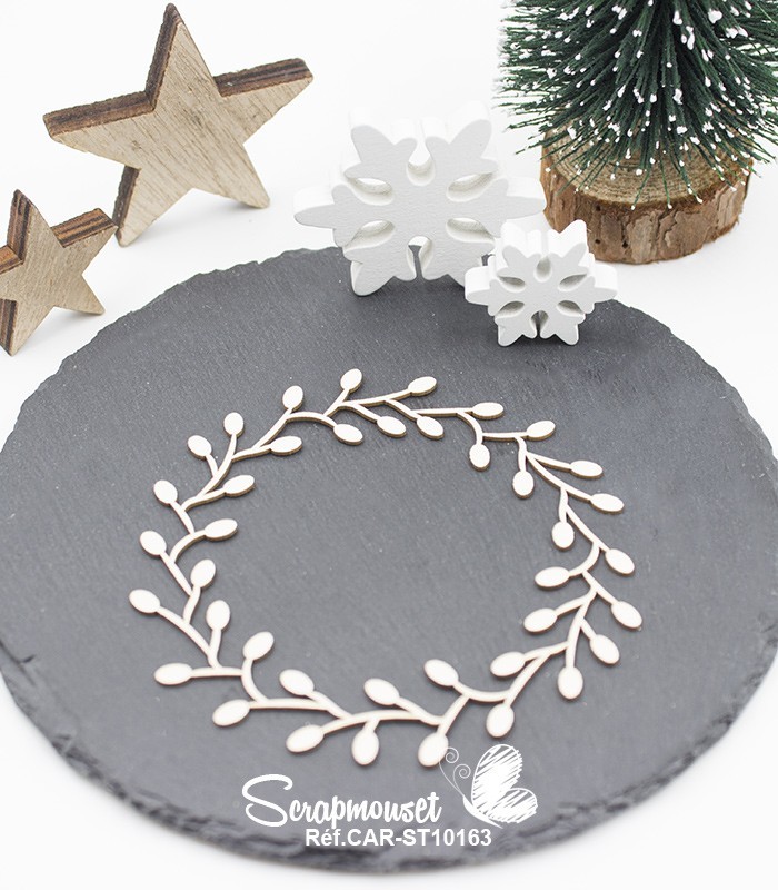 Embellissement en carton bois Cadre de Noël SCRAPMOUSET