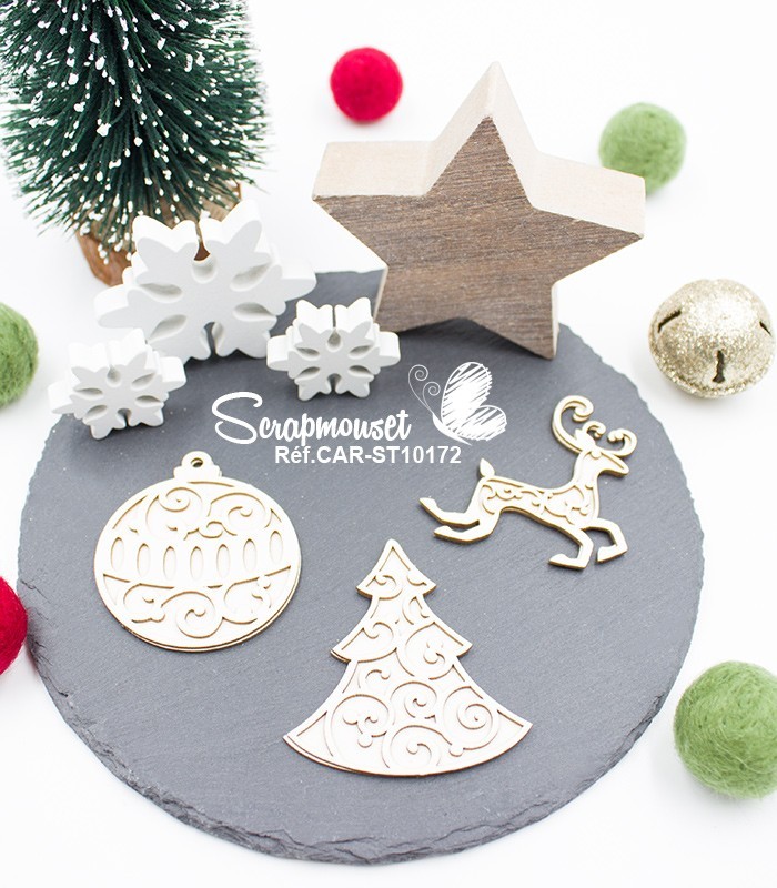 Trio Chipboards Noël 2D SCRAPMOUSET