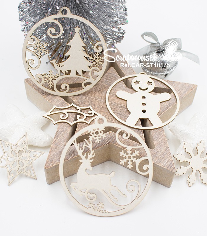 Chipboards Boules de Noël et sa magie SCRAPMOUSET
