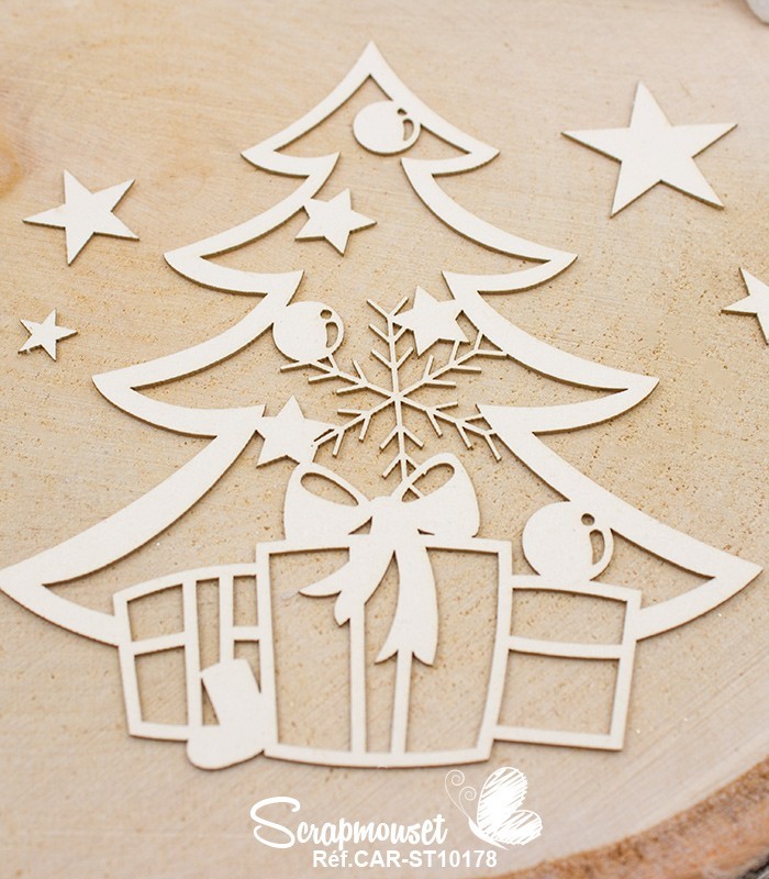 Embellissements en carton bois Noël magique SCRAPMOUSET