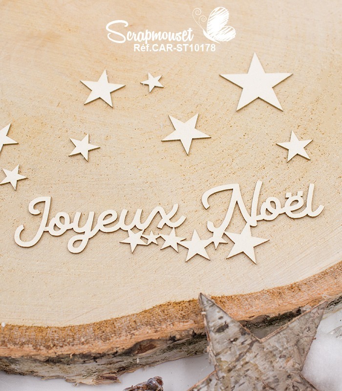Embellissements en carton bois Noël magique SCRAPMOUSET