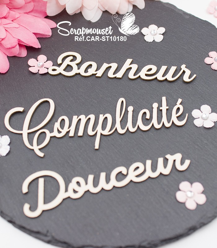 Embellissements en carton bois Méli-mélo de petits mots SCRAPMOUSET