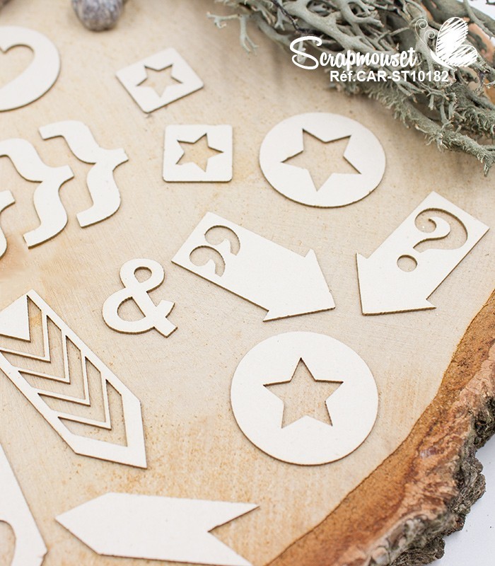 Embellissements project life en carton bois SCRAPMOUSET