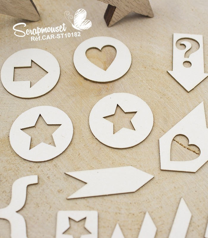 Embellissements project life en carton bois SCRAPMOUSET