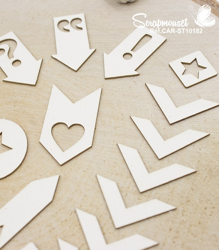 Embellissements project life en carton bois SCRAPMOUSET