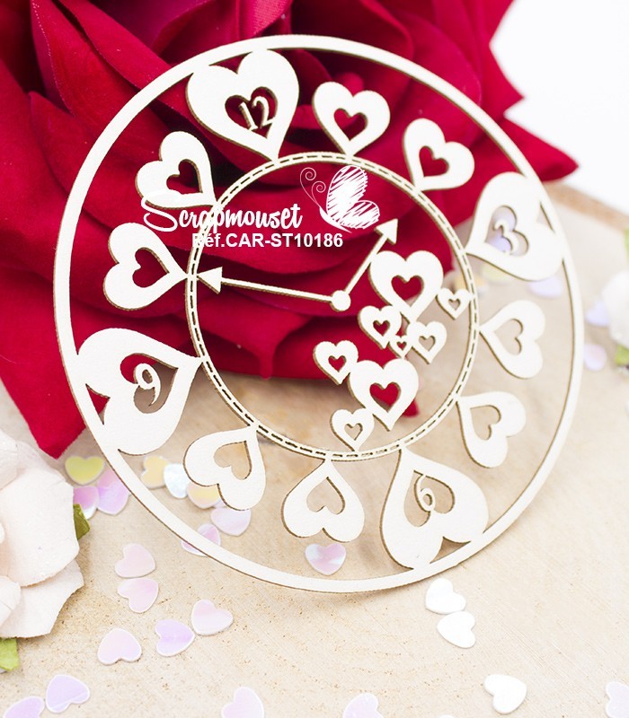 Embellissement Horloge coeurs SCRAPMOUSET
