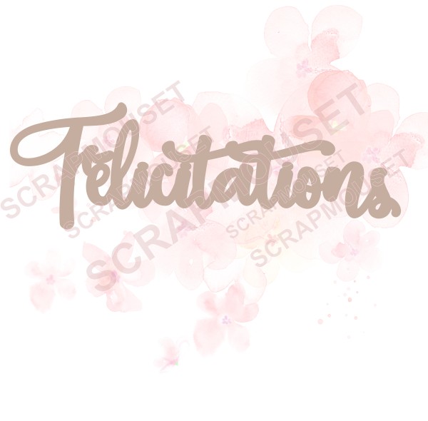 Mot Félicitations en carton bois SCRAPMOUSET