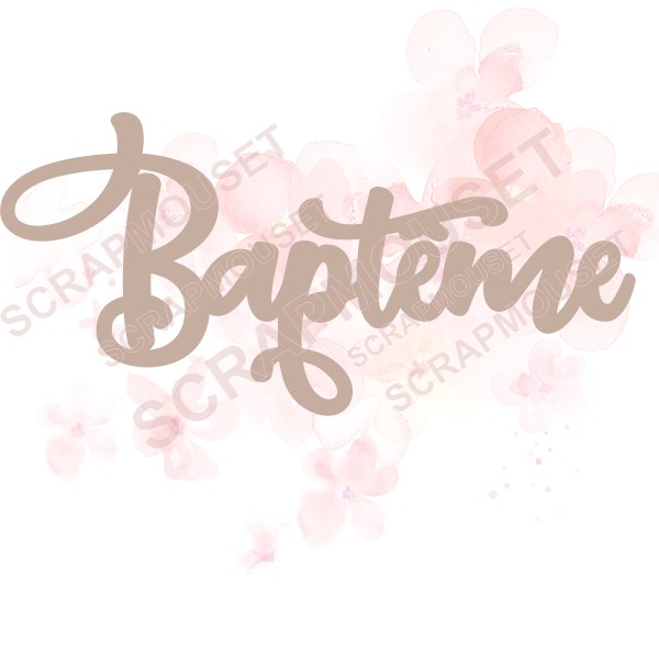 Mot Baptême en carton bois SCRAPMOUSET