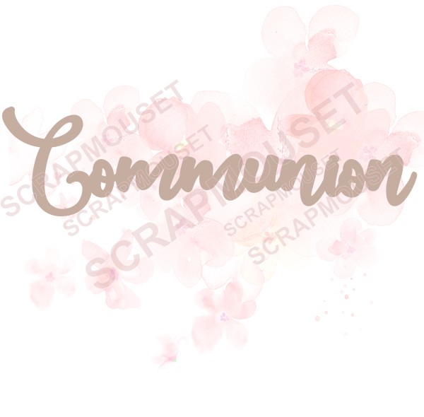 Mot Communion en carton bois SCRAPMOUSET